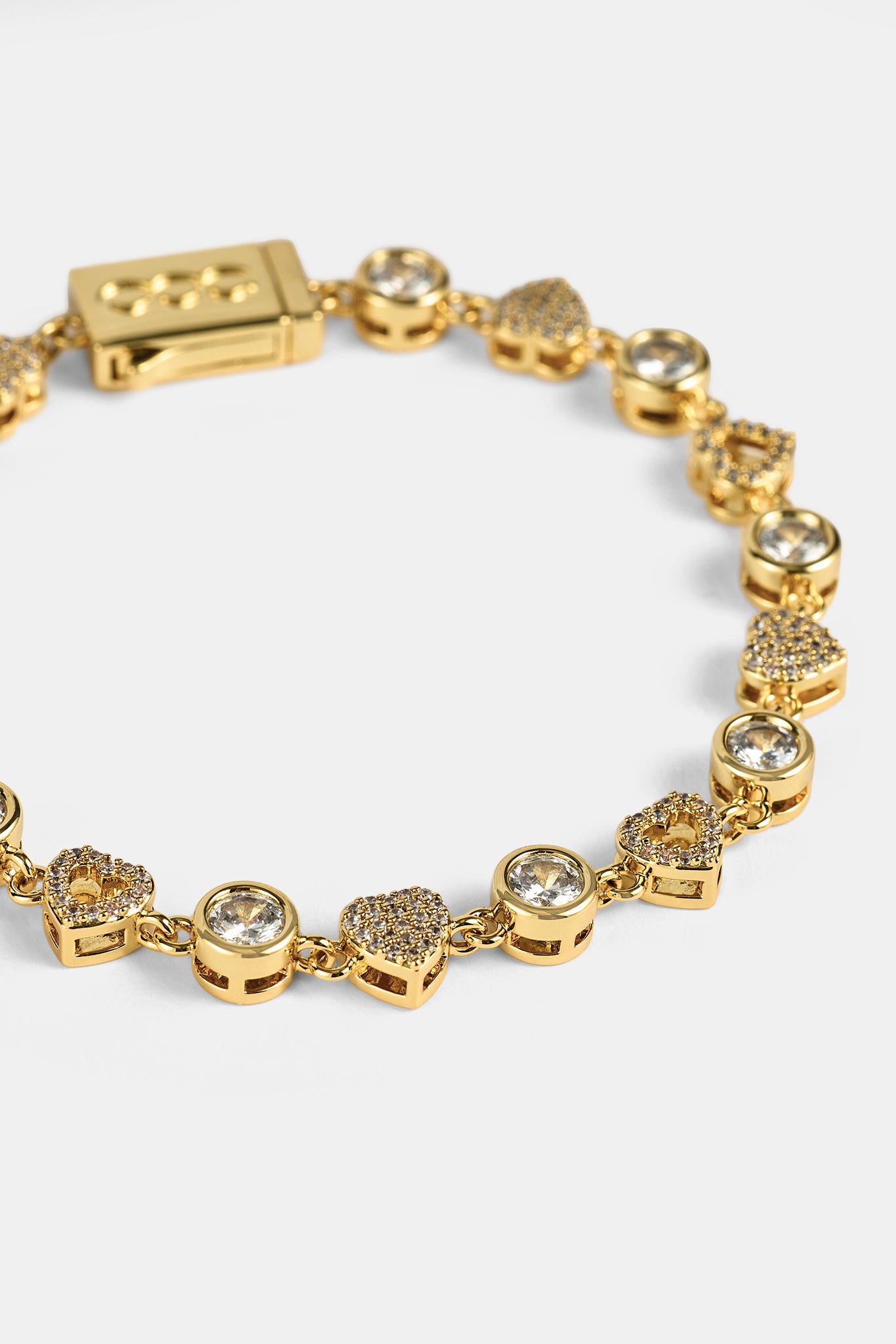 Iced & Polished Heart Multigem Bracelet - 6mm - Gold