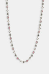 Pink Motif & Gemstone Chain - 6mm - White