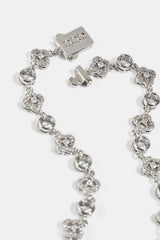 Iced Motif & Round Gemstone Chain - 8mm - White