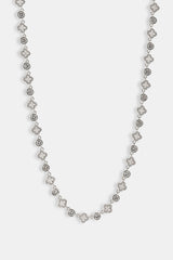 Iced Motif & Round Gemstone Chain - 8mm - White