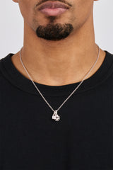 Mens Iced Padlock & Motif Necklace - 15mm - White