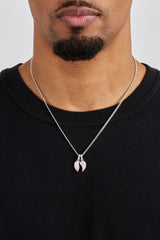 Iced Heartbreak Pendant Necklace - 15mm - White