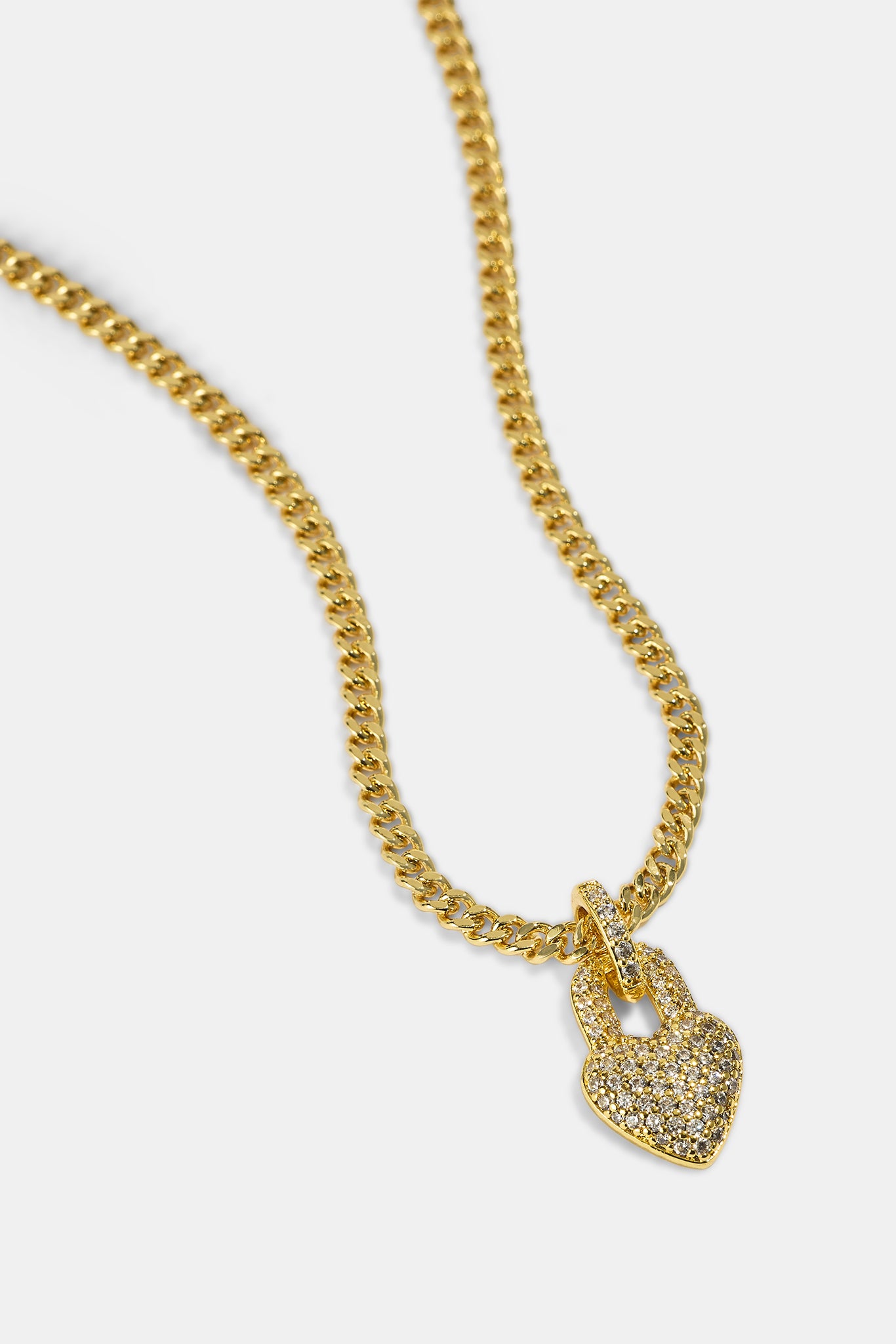 Iced Heart Pendant Necklace - 15mm - Gold