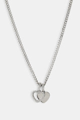 Double Layer Heart Necklace - 10mm - White