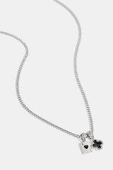 Black Motif & Gem Card Necklace - 10mm - White