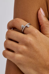 Eisgekühlter Herz-Drehring – 6 mm – Weiß