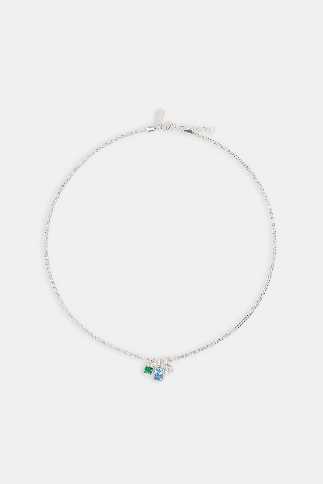 Mehrreihige Halskette mit gemischten blauen und grünen Edelsteinen – 15 mm