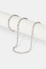 Motif & Circle CZ Multigem Bracelet & Chain - 6mm - White