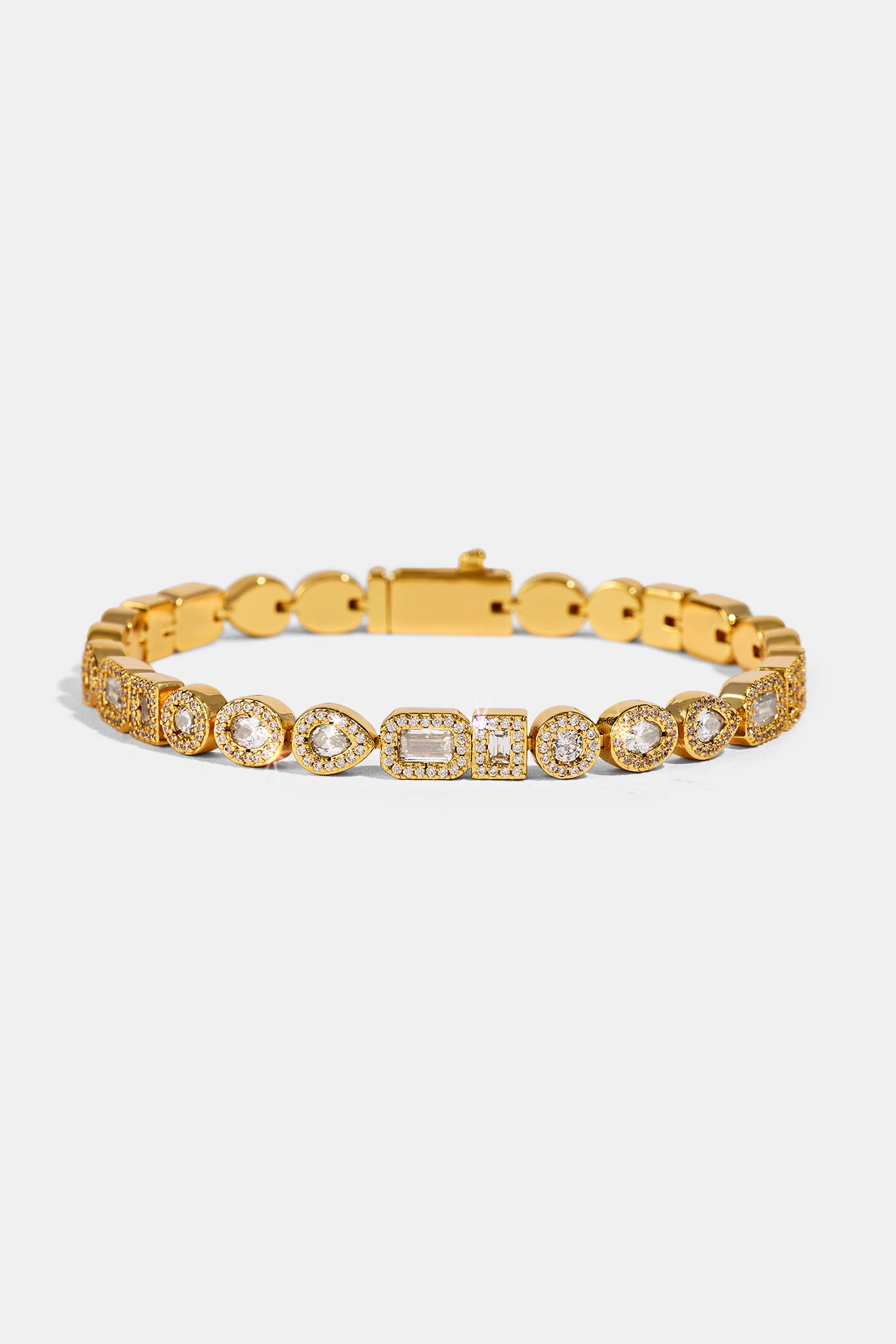 Mixed Shape Cluster Bracelet - 6mm - Gold