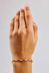 Polished & Iced Connecting Link Bracelet - 6mm - Gold