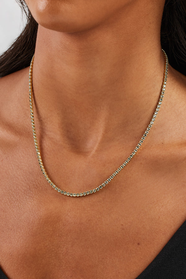 Light Green Micro Tennis Chain - 2.5mm - Gold