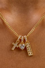 Heart Triple Motif Necklace - 12mm - Gold