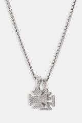 Kubanische Halskette mit vereistem Doppelkreuzmotiv – 10 mm