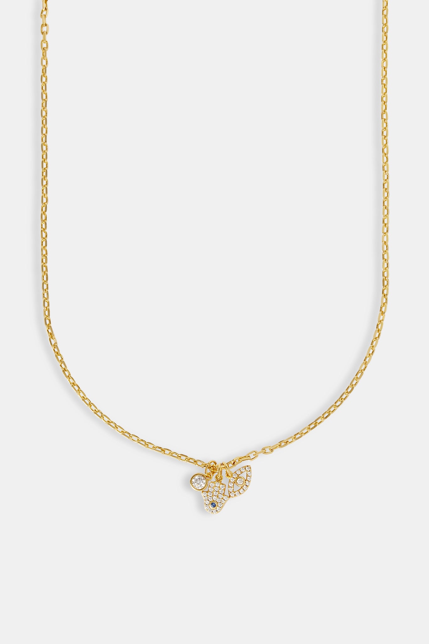 Vereiste Hamsa-Hand &amp; Böser Blick Halskette - 10mm