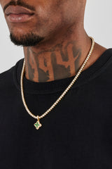 Unendlichkeitsanhänger mit Baguette-Motiv in Eisgrün – 15 mm – Gold