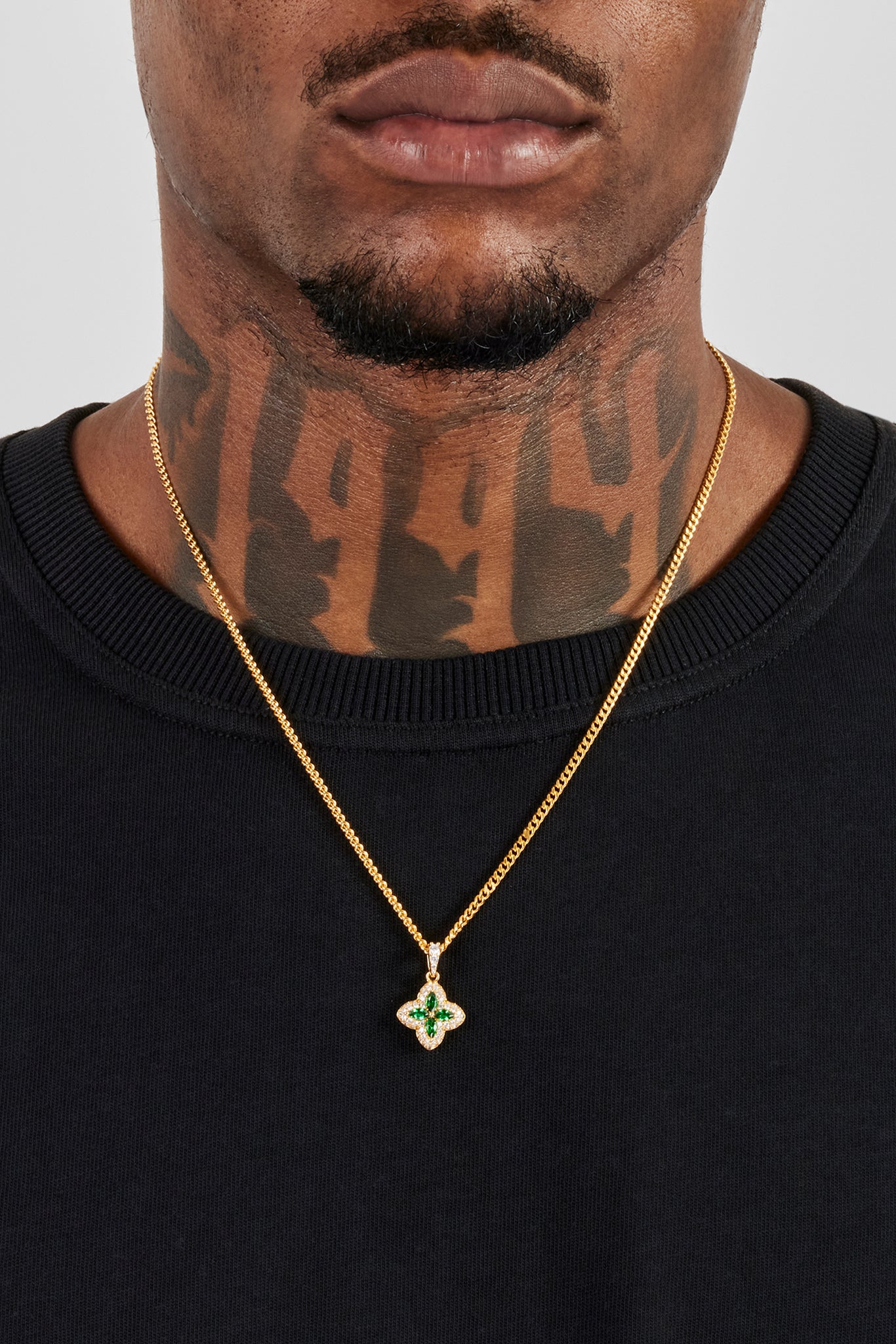 Unendlichkeitsanhänger mit Baguette-Motiv in Eisgrün – 15 mm – Gold