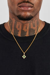 Unendlichkeitsanhänger mit Baguette-Motiv in Eisgrün – 15 mm – Gold