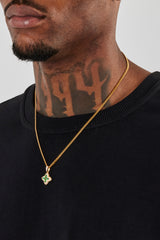 Unendlichkeitsanhänger mit Baguette-Motiv in Eisgrün – 15 mm – Gold