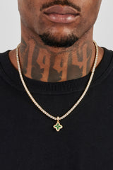 Unendlichkeitsanhänger mit Baguette-Motiv in Eisgrün – 15 mm – Gold