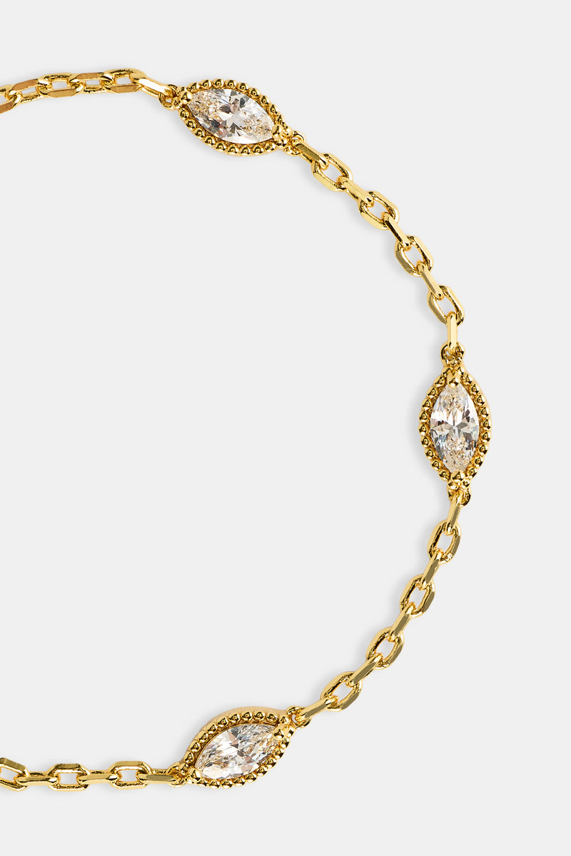 Oval Polished Bracelet - 6mm - Gold