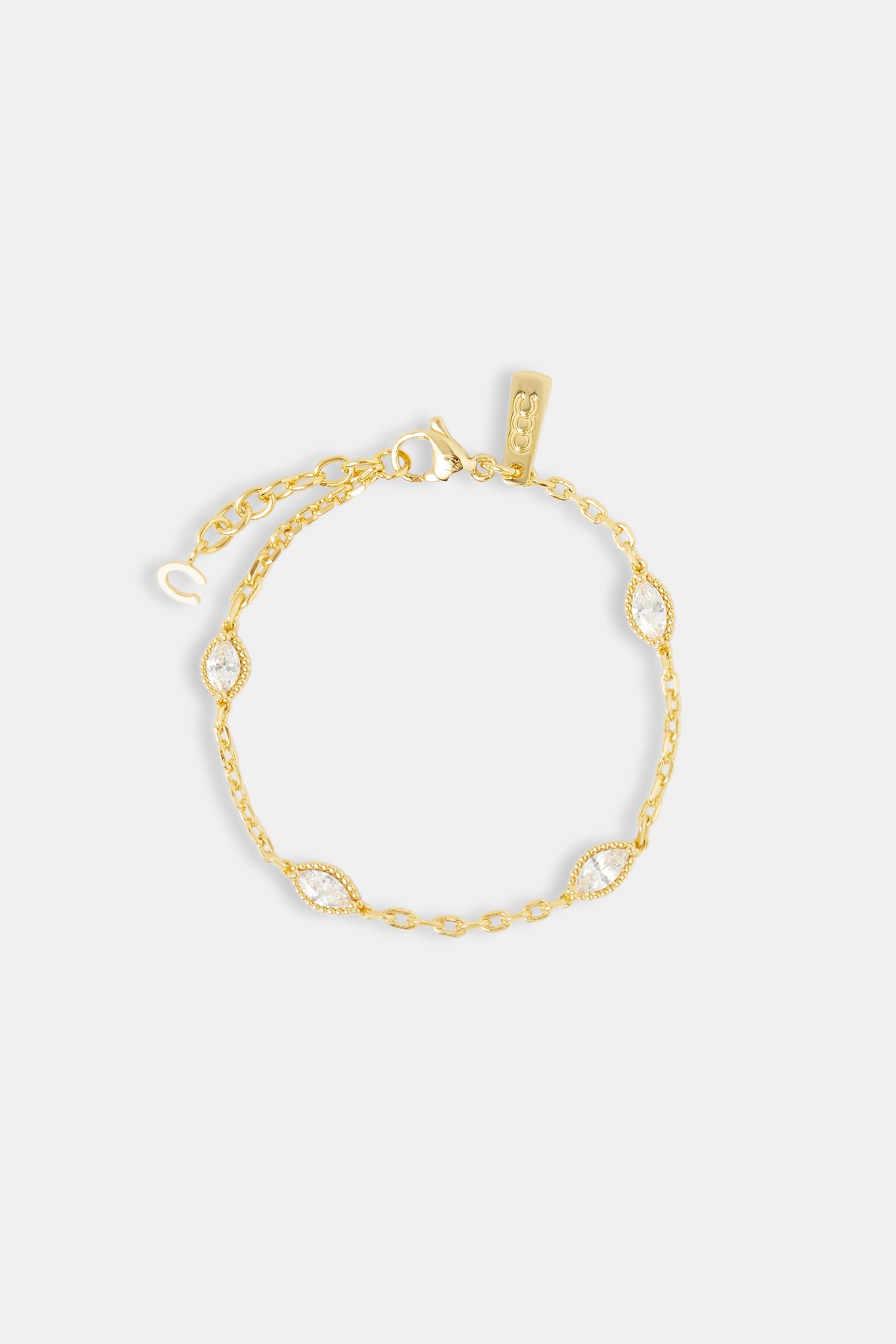 Rolo-Armband mit ovalem Eisstein – 6 mm – Gold