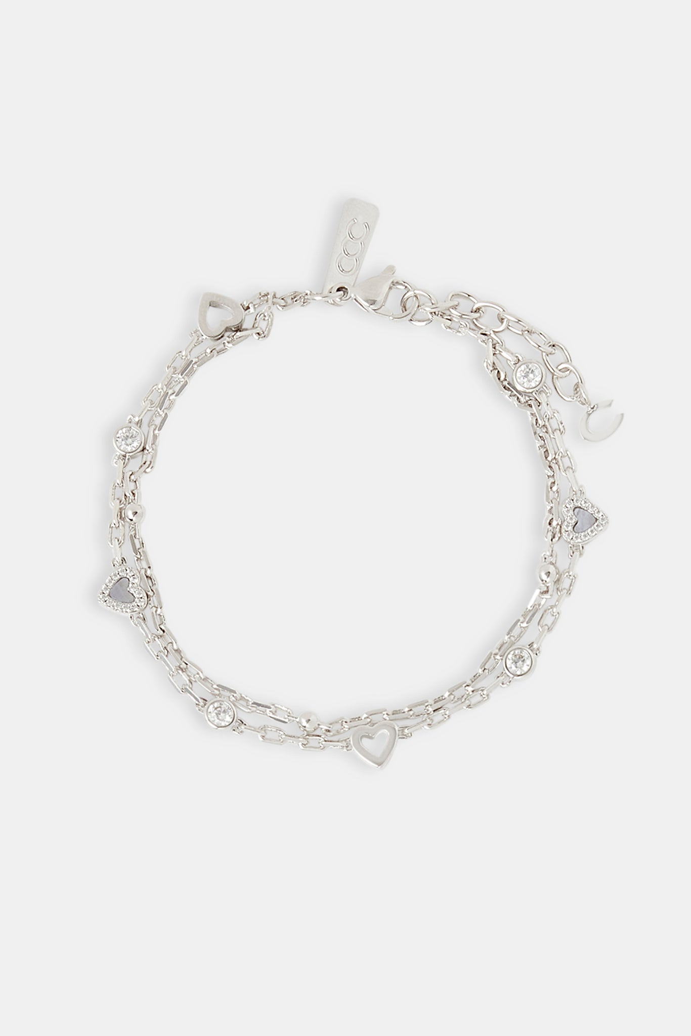 Doppellagiges Rolo-Armband mit violettem Achatherz – 8 mm