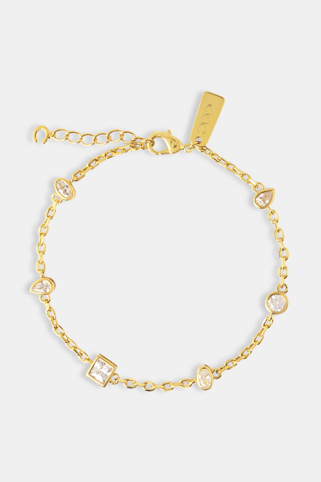 Rolo-Gliederarmband mit Edelsteinen in gemischten Formen – 6 mm – Gold