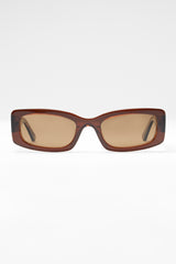 Chunky Narrow Square Acetate Frame Sunglasses - Brown