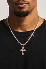 Celtic Cross Pendant Tennis Necklace - 35mm - Gold