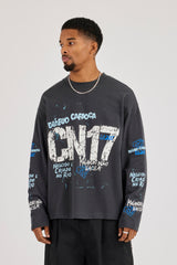 Long Sleeve CN17 Diario Carioca T-Shirt - Charcoal