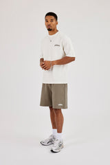 Regular Fit Puff Print T-Shirt & Relaxed Shorts - Taupe