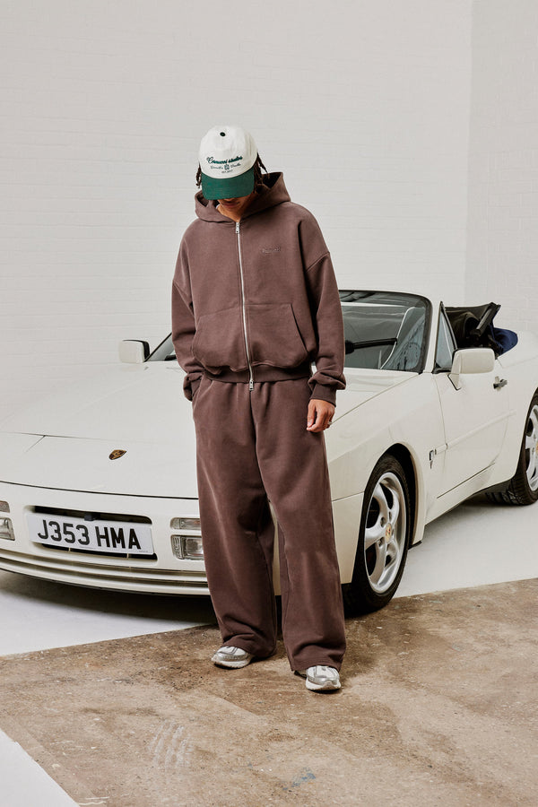 Zip Hoodie & Baggy Fit Jogger - Coffee