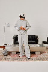 Sweater & Baggy Fit Jogger - Grey Marl