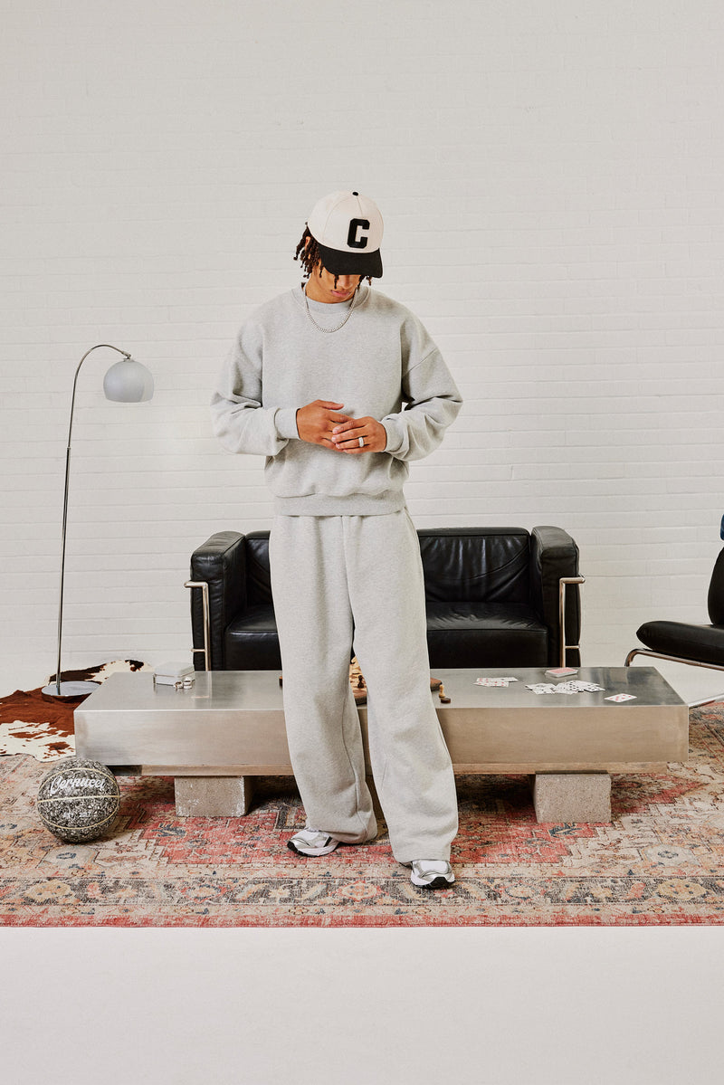 Sweater & Baggy Fit Jogger - Grey Marl