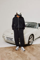 Zip Through Boxy Hoodie & Cuffed Jogger - Black