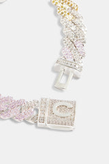 10 mm kubanisches Armband mit Zirkonia-Steinen in Pastell-Ombre-Optik