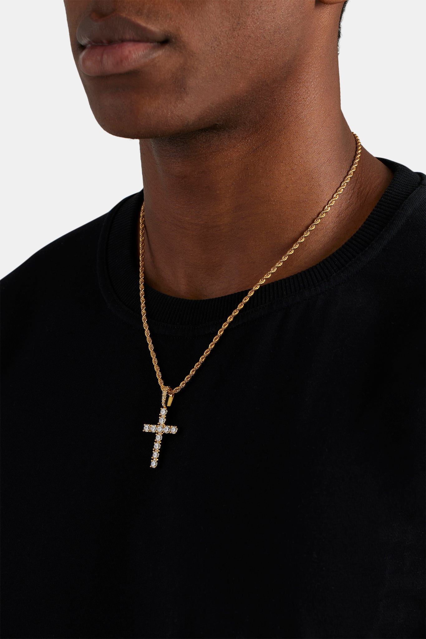 Iced Cross Pendant - Gold - 30mm