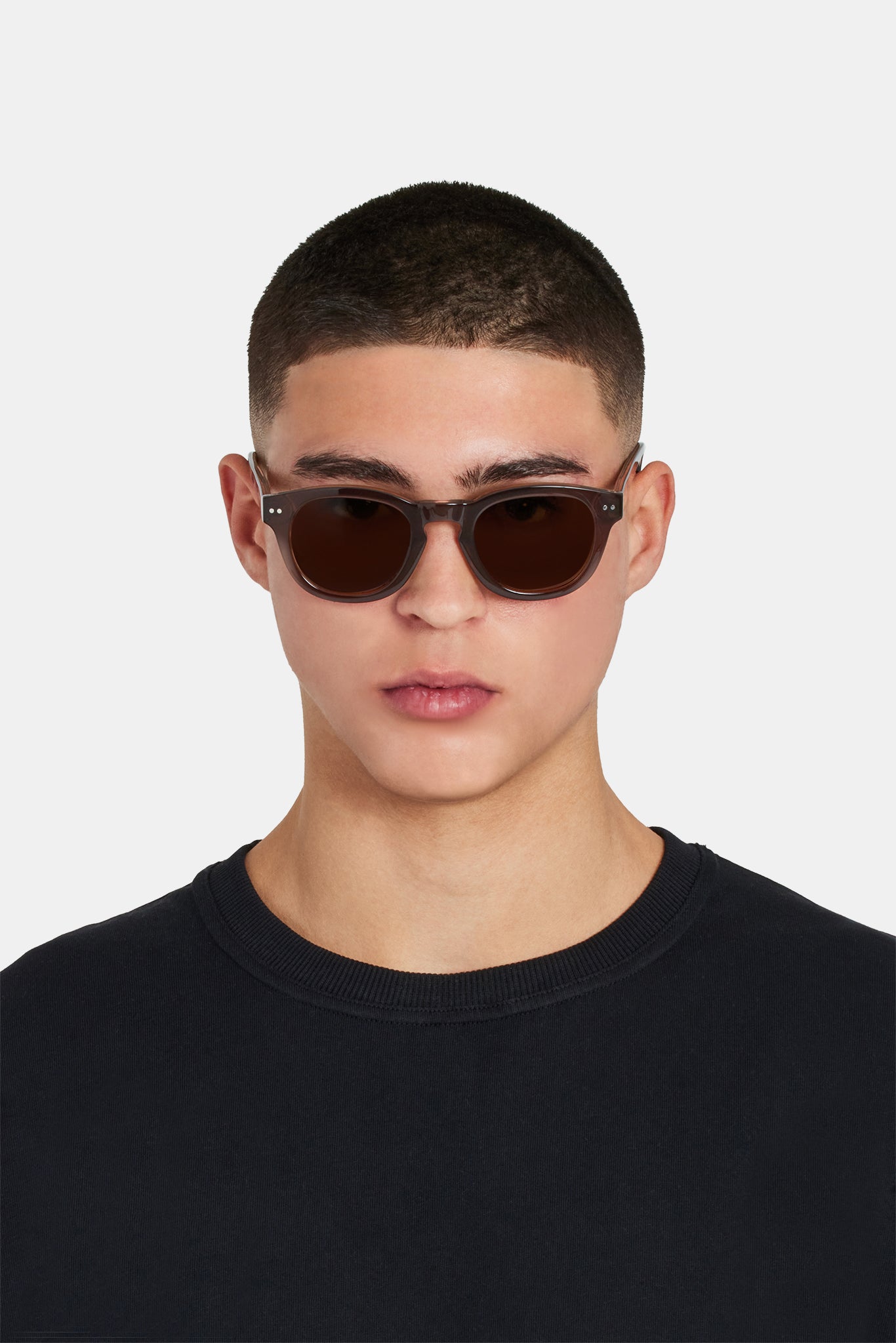 Sonnenbrille mit rundem Rahmen aus Acetat - Braun