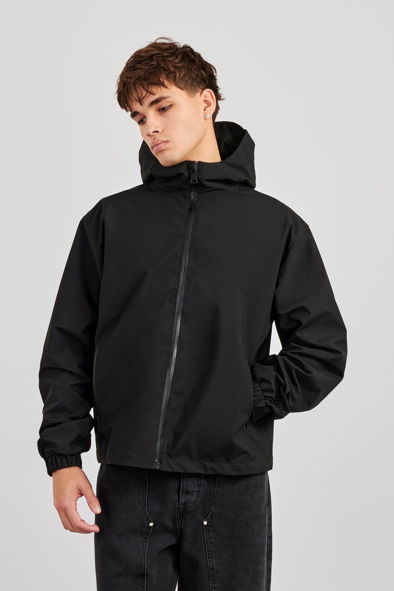 Nylon Windbreaker Jacket - Black
