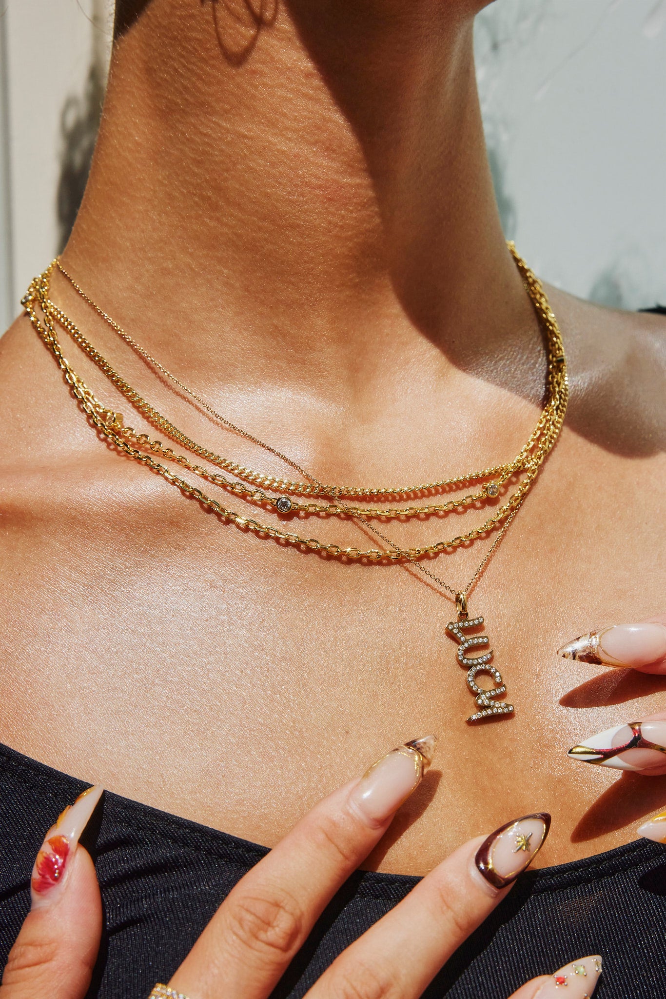 Iced Drop Name Necklace - Gold - 10mm