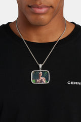 Iced Rectangle Custom Photo Pendant