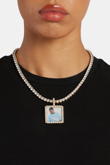 Gold Plated Iced Square Custom Photo Pendant