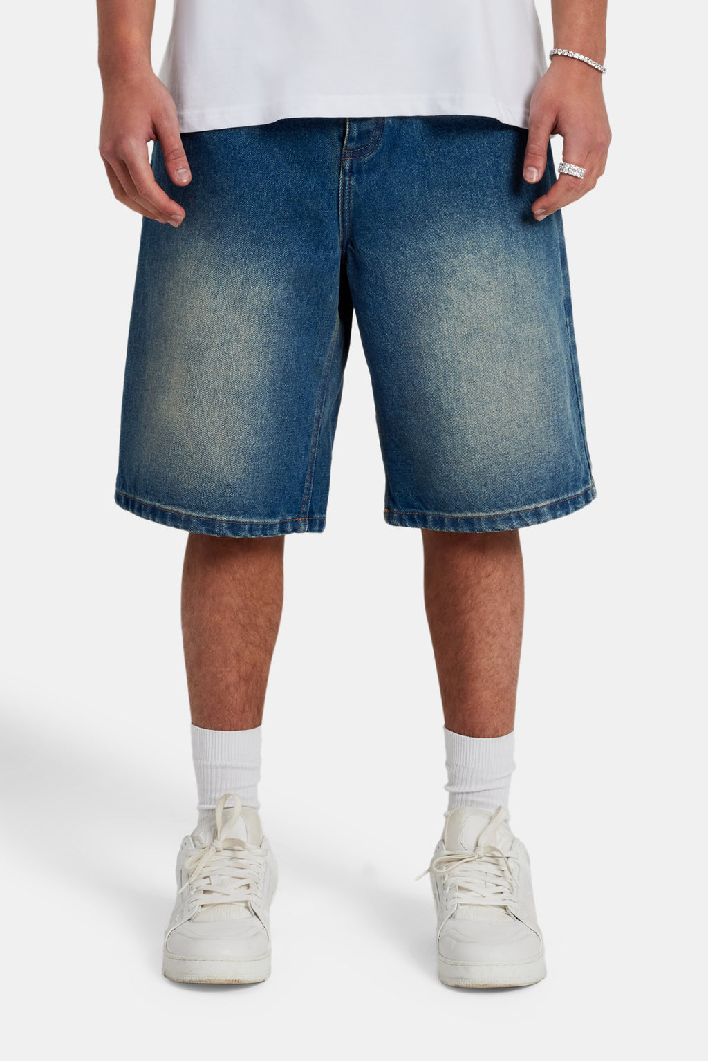Men's Washed Denim Bermuda Shorts