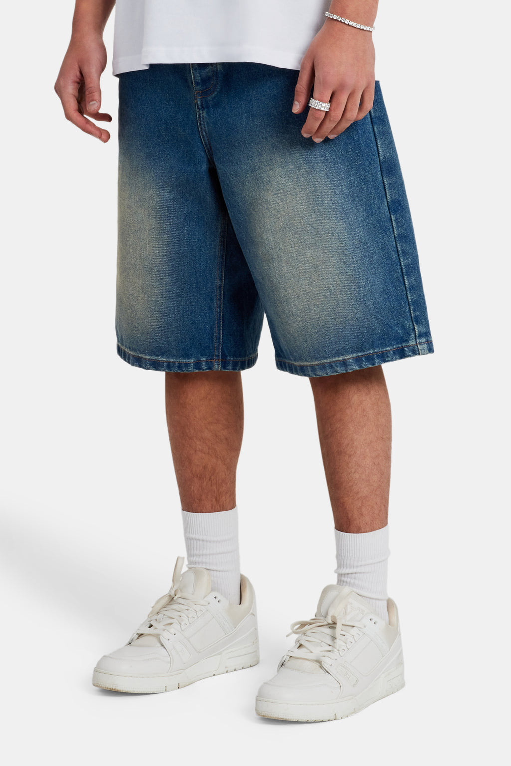 Men's Washed Denim Bermuda Shorts