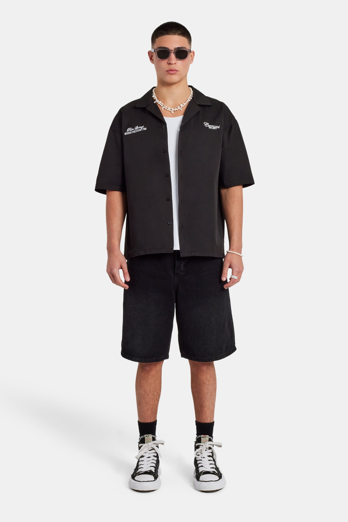 Denim-Bermuda-Jeans – verwaschenes Schwarz