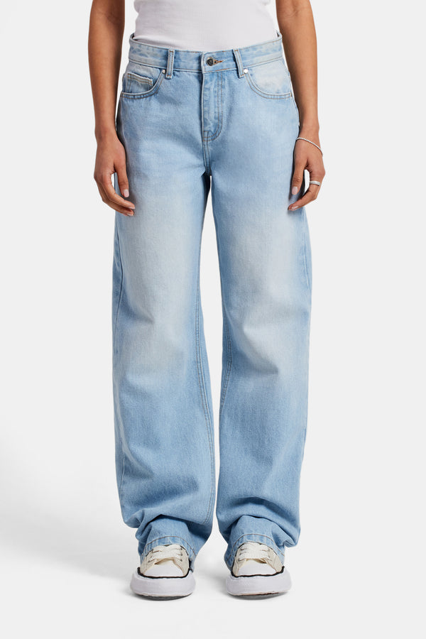 Mid Rise Relaxed Jeans - Light Blue