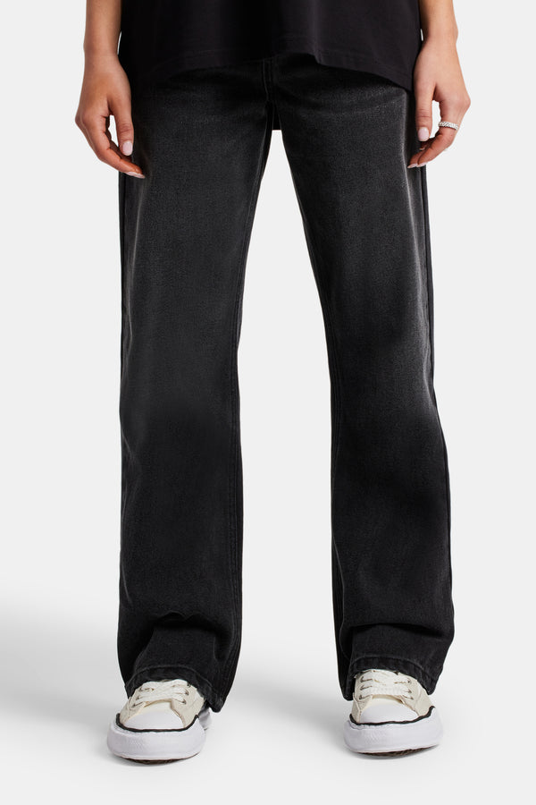 Mid Rise Relaxed Jeans - Washed Black