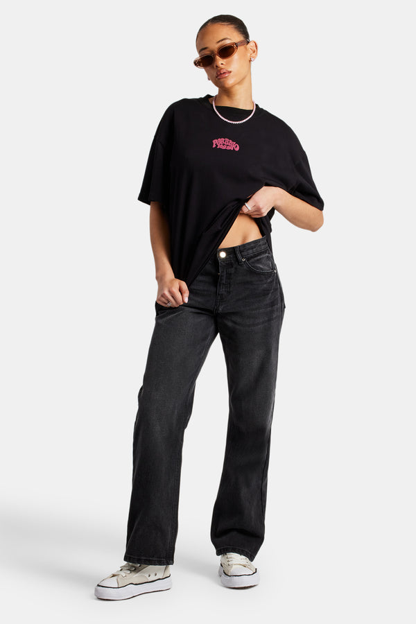 Mid Rise Relaxed Jeans - Washed Black