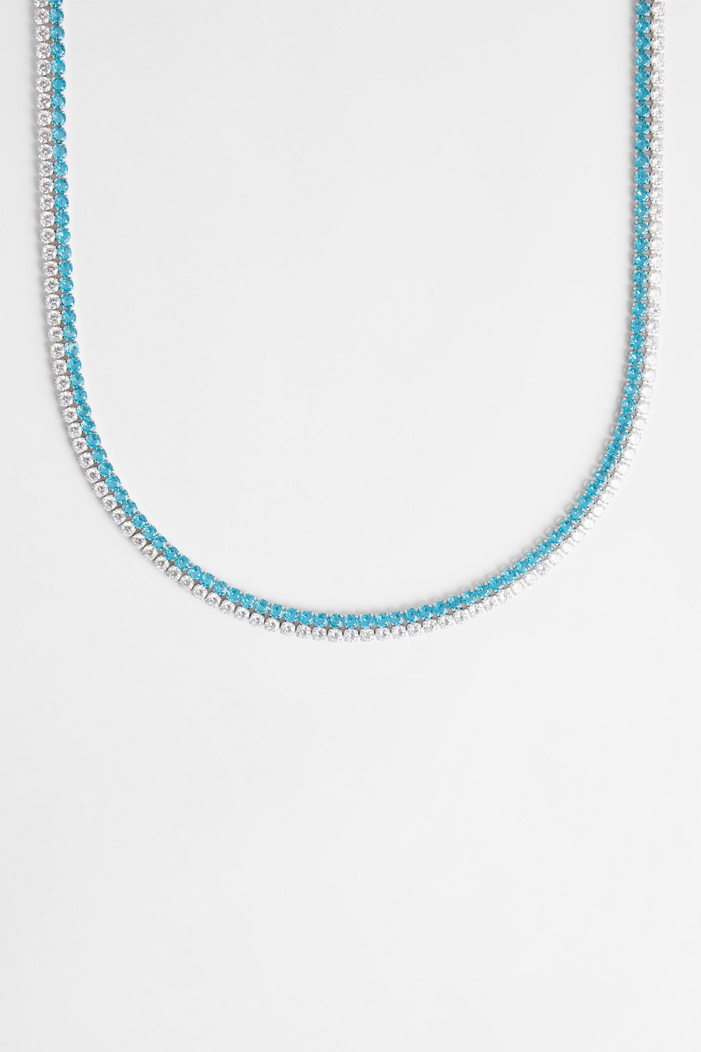 Double Row Iced Blue Tennis Chain