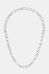 Iced Double Row Tennis Necklace - White Gold